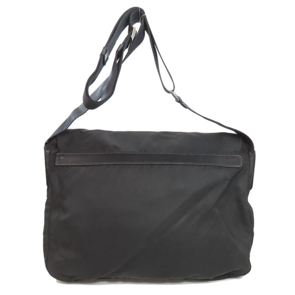 Prada Messenger leather black Tessuto trim Bag Crossbody Black
